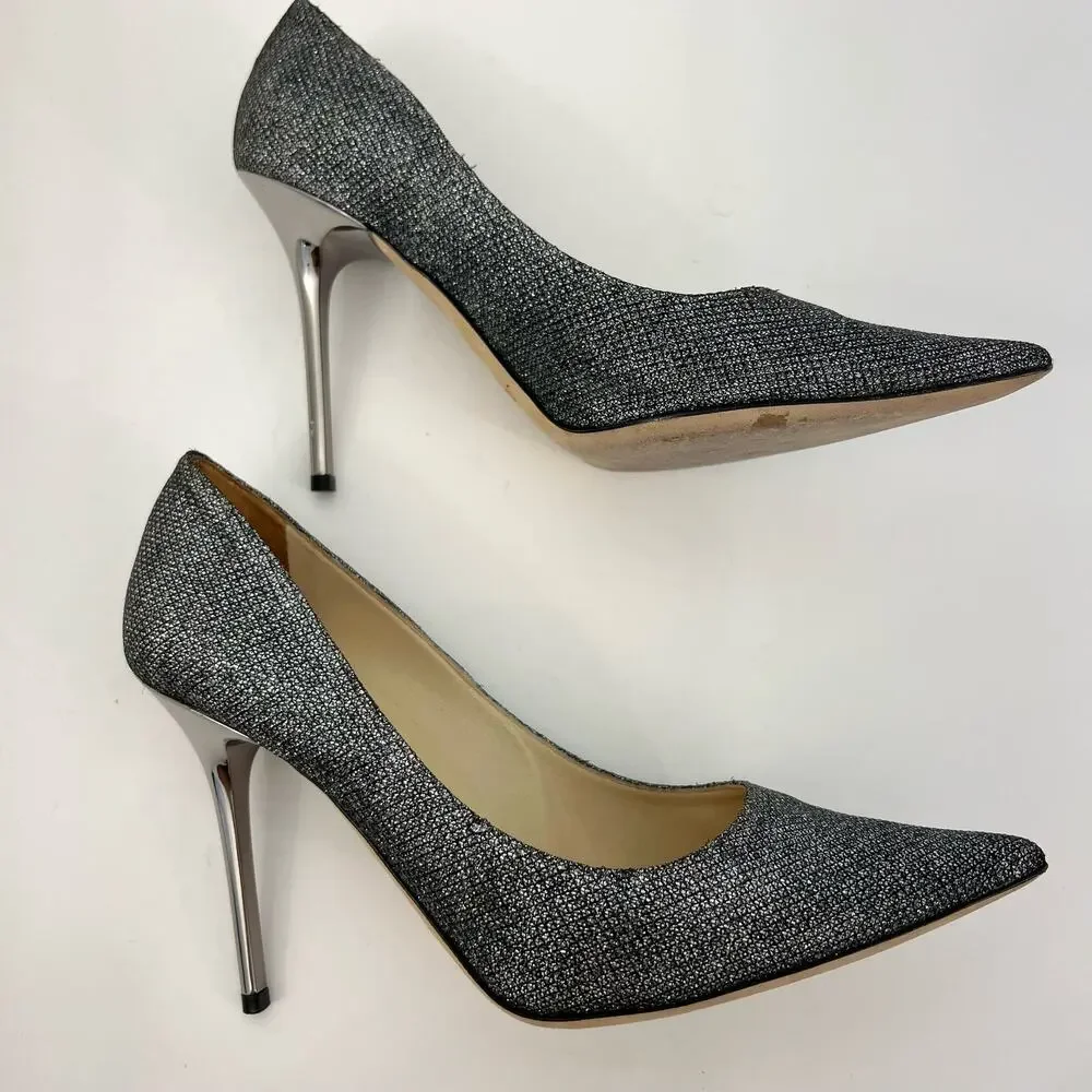 Jimmy Choo Glitter Pointed-Toe Pumps Shoes Heels | Size 37 (US 7)